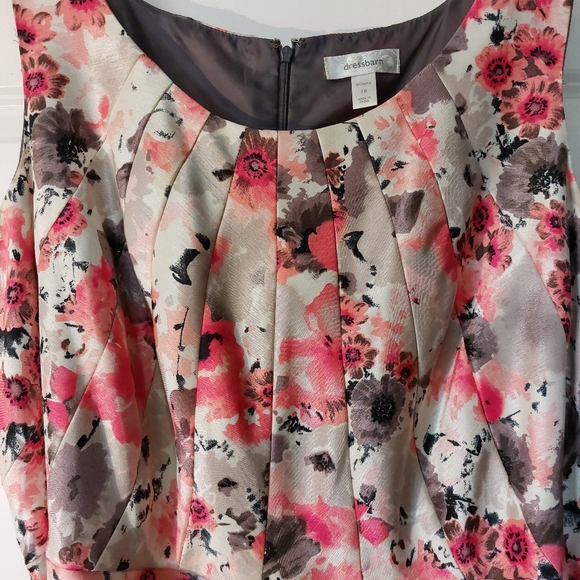 Dressbarn Fit and Flare Blush Floral Pink and Gray Dress 18 EUC - Picture 3 of 15